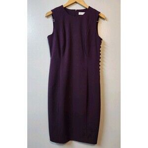 Calvin Klein Plum A-Line Knee Dress Short Sleeve, Size 4